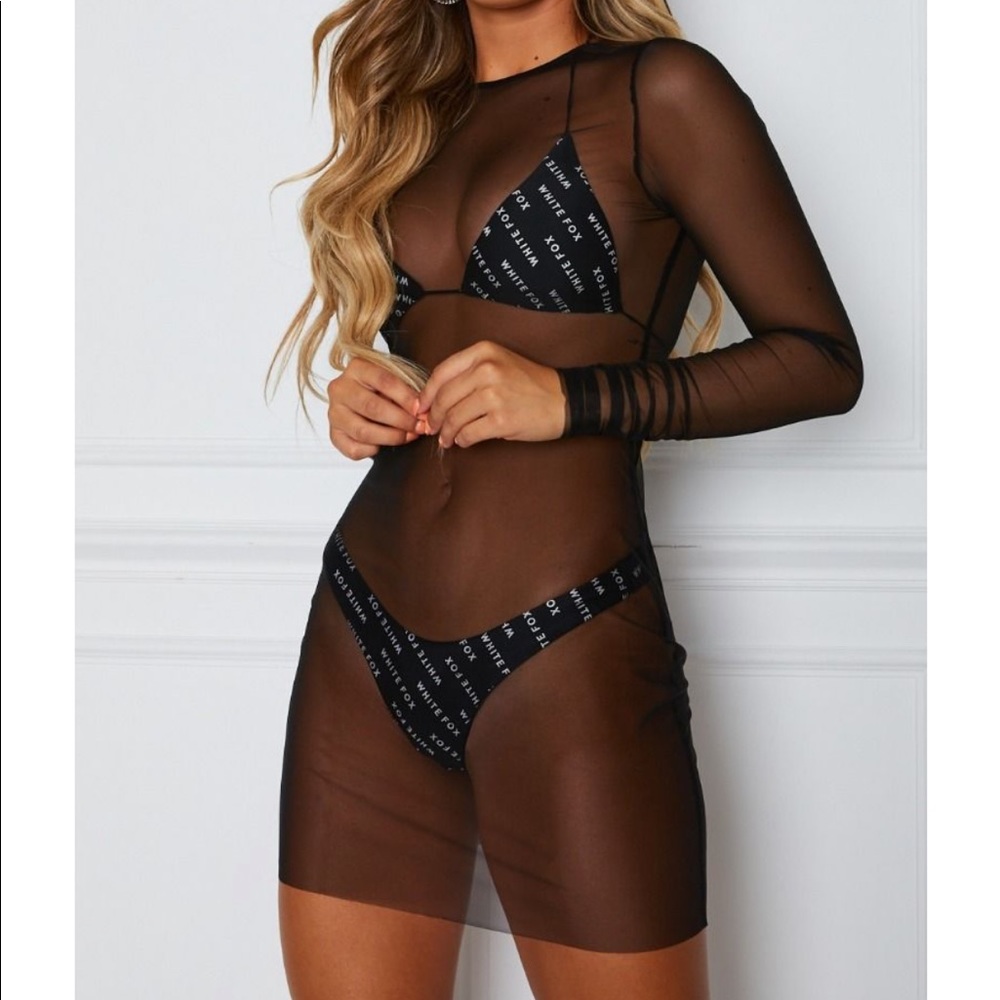 Black Sheer Mesh Mini Dress